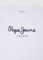 dječak bijela majica dugih rukava s prednjim logom Pepe Jeans JZ8H1619 - Slika 3