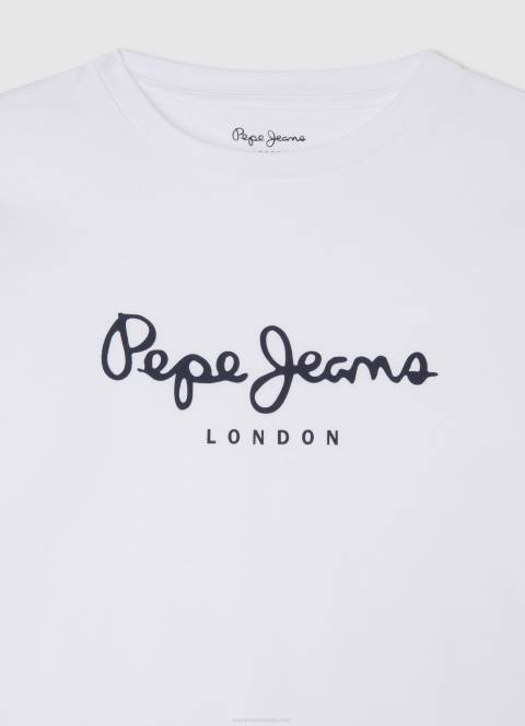 dječak bijela majica dugih rukava s prednjim logom Pepe Jeans JZ8H1619 - Slika 3