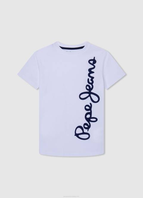 dječak bijela majica dugih rukava s prednjim logom Pepe Jeans JZ8H1619 - Slika 4