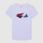 dječak bijela majica s logotipom zastave Pepe Jeans JZ8H1606