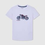 dječak bijela majica s printom motocikla Pepe Jeans JZ8H1644
