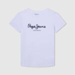 dječak bijela osnovna majica s logom Pepe Jeans JZ8H1607