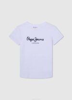 dječak bijela osnovna majica s logom Pepe Jeans JZ8H1607