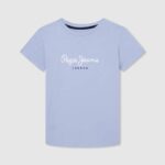 dječak bjelilo plavo osnovna majica s logom Pepe Jeans JZ8H1637