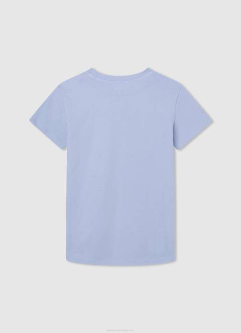 dječak bjelilo plavo pamučna majica s okomitim logotipom Pepe Jeans JZ8H1628 - Slika 2