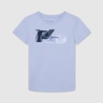 dječak bjelilo plavo pamučna majica s otisnutim logotipom Pepe Jeans JZ8H1632