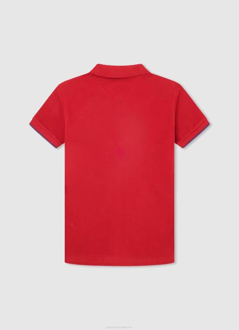 dječak Crvena pike polo majica s izvezenim logotipom Pepe Jeans JZ8H1672 - Slika 2