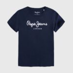 dječak mornarica osnovna majica s logom Pepe Jeans JZ8H1622