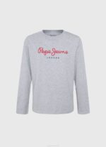 dječak sivi lapor majica dugih rukava s prednjim logom Pepe Jeans JZ8H1631 - Slika 3