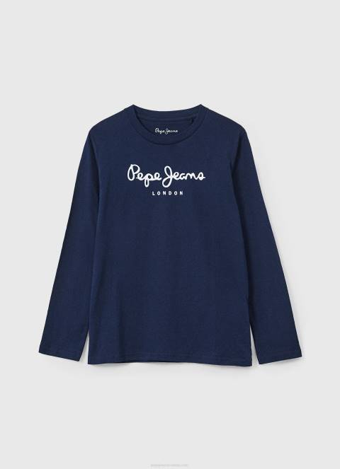 dječak sivi lapor majica dugih rukava s prednjim logom Pepe Jeans JZ8H1631 - Slika 5