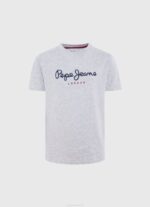 dječak sivi lapor osnovna majica s logom Pepe Jeans JZ8H1629
