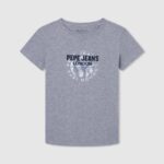 dječak sivi lapor pamučna majica s otisnutim logotipom Pepe Jeans JZ8H1634
