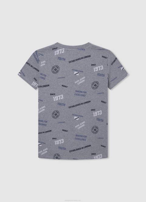 dječak sivi lapor pamučna majica s printom na cijeloj površini Pepe Jeans JZ8H1646 - Slika 2