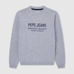 dječak sivi lapor pamučni dres s izvezenim logotipom Pepe Jeans JZ8H1588