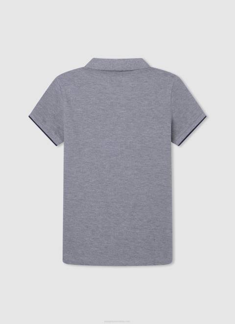 dječak sivi lapor pike polo majica s izvezenim logotipom Pepe Jeans JZ8H1666 - Slika 2