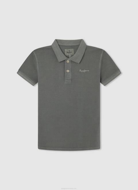 dječak sivi lapor pike polo majica s izvezenim logotipom Pepe Jeans JZ8H1666 - Slika 5