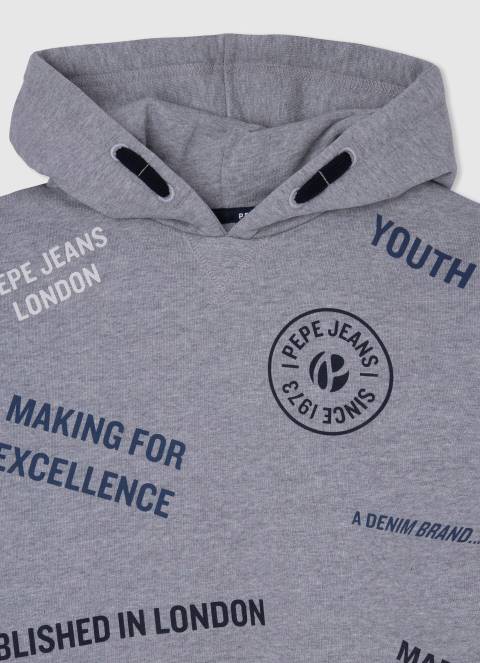 dječak sivi lapor podesiva pamučna majica s kapuljačom Pepe Jeans JZ8H1587 - Slika 3
