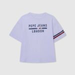 djevojka bijela kutijasta majica s printom logotipa Pepe Jeans JZ8H1449