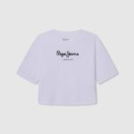djevojka bijela kutijasta majica s printom logotipa Pepe Jeans JZ8H1481