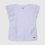 djevojka bijela majica s duplim volanima Pepe Jeans JZ8H1482