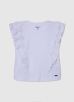 djevojka bijela majica s duplim volanima Pepe Jeans JZ8H1482