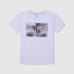 djevojka bijela majica s printom fotografija Pepe Jeans JZ8H1457