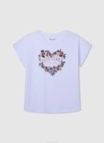 djevojka bijela majica s printom logotipa Pepe Jeans JZ8H1455 - Slika 5
