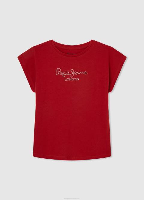 djevojka breskva pamučna majica s logotipom strass Pepe Jeans JZ8H1451 - Slika 3