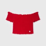 djevojka Crvena nabrani top kratkih rukava Pepe Jeans JZ8H1424