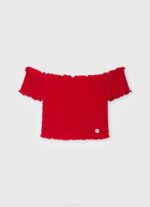 djevojka Crvena nabrani top kratkih rukava Pepe Jeans JZ8H1424