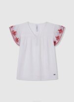 djevojka Crvena nabrani top kratkih rukava Pepe Jeans JZ8H1424 - Slika 4