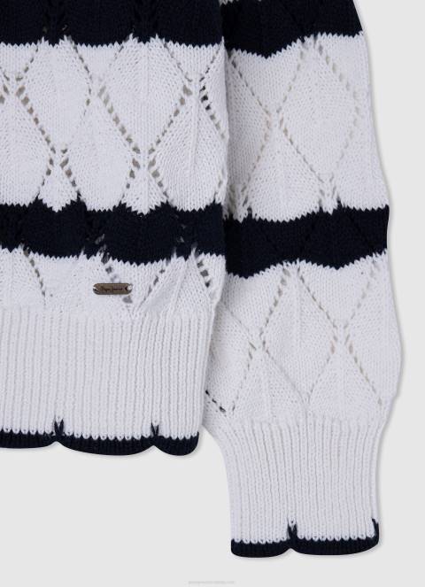 djevojka mousse ažurni žersej s prugastim uzorkom Pepe Jeans JZ8H1410 - Slika 3