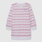 djevojka nježno ružičasta mini haljina s degradiranim prugama Pepe Jeans JZ8H1392