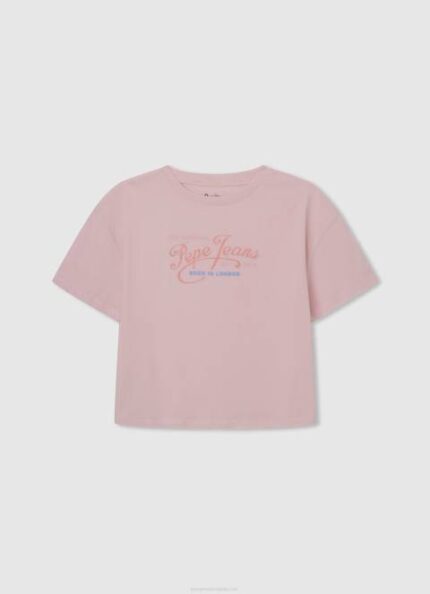 djevojka nježno ružičasta pamučna majica s otvorenim ramenima Pepe Jeans JZ8H1441