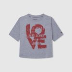 djevojka sivi lapor majica s printom ljubavi Pepe Jeans JZ8H1445
