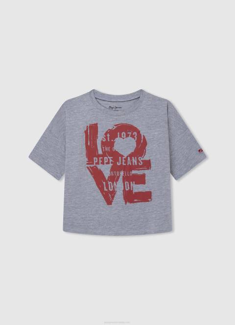 djevojka sivi lapor majica s printom ljubavi Pepe Jeans JZ8H1445 - Slika 1
