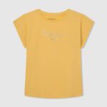 djevojka sjaj pamučna majica s logotipom strass Pepe Jeans JZ8H1433