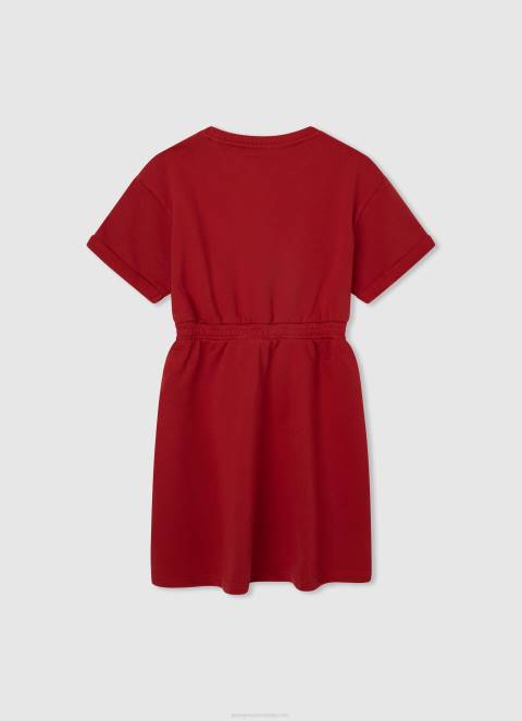 djevojka studio crvena mini haljina sa zaobljenim ovratnikom Pepe Jeans JZ8H1390 - Slika 2