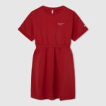 djevojka studio crvena mini haljina sa zaobljenim ovratnikom Pepe Jeans JZ8H1390