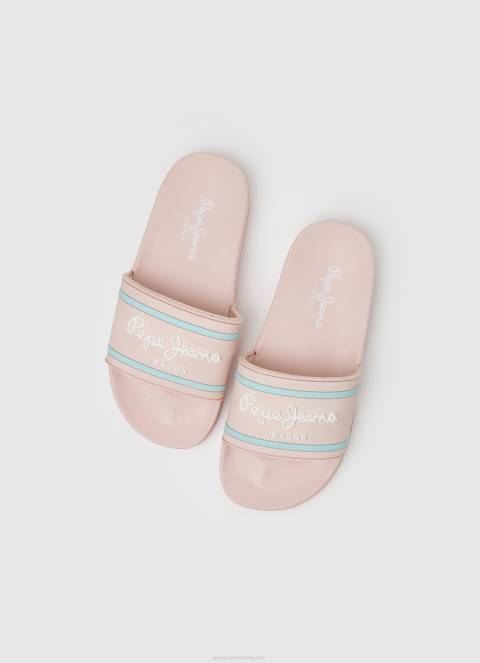 djevojka svijetloružičasta slider japanke za plažu s logotipom Pepe Jeans JZ8H1347 - Slika 2