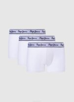 muškarci bijela 3 pakiranja rastezljivih pamučnih bokserica Pepe Jeans JZ8H1159