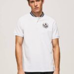 muškarci bijela bejzbol ovratnik pique polo majica Pepe Jeans JZ8H1087