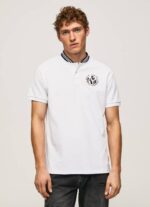 muškarci bijela bejzbol ovratnik pique polo majica Pepe Jeans JZ8H1087