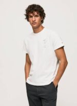 muškarci bijela isprana i ofarbana pamučna majica Pepe Jeans JZ8H942