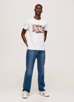 muškarci bijela logotip zastave i majica s vijorećom zastavom Pepe Jeans JZ8H1014 - Slika 2