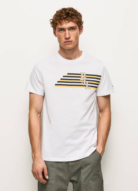 muškarci bijela majica s logotipom slova Pepe Jeans JZ8H977 - Slika 3