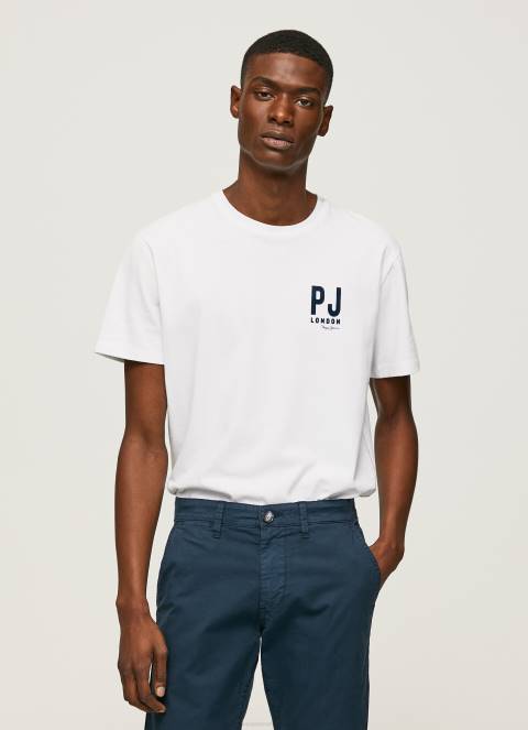 muškarci bijela majica s printom logotipa Pepe Jeans JZ8H953 - Slika 3