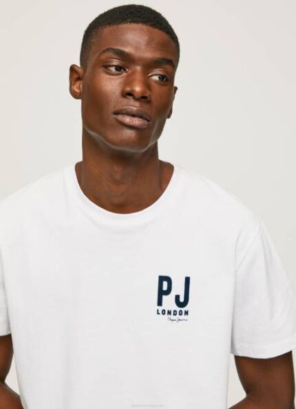 muškarci bijela majica s printom logotipa Pepe Jeans JZ8H953
