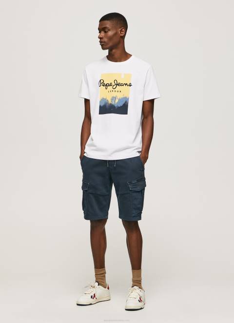 muškarci bijela majica s printom logotipa Pepe Jeans JZ8H974 - Slika 2