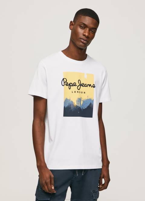muškarci bijela majica s printom logotipa Pepe Jeans JZ8H974 - Slika 3